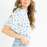 Laurel V-neck Floral Short Sleeve Top