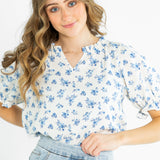 Laurel V-neck Floral Short Sleeve Top