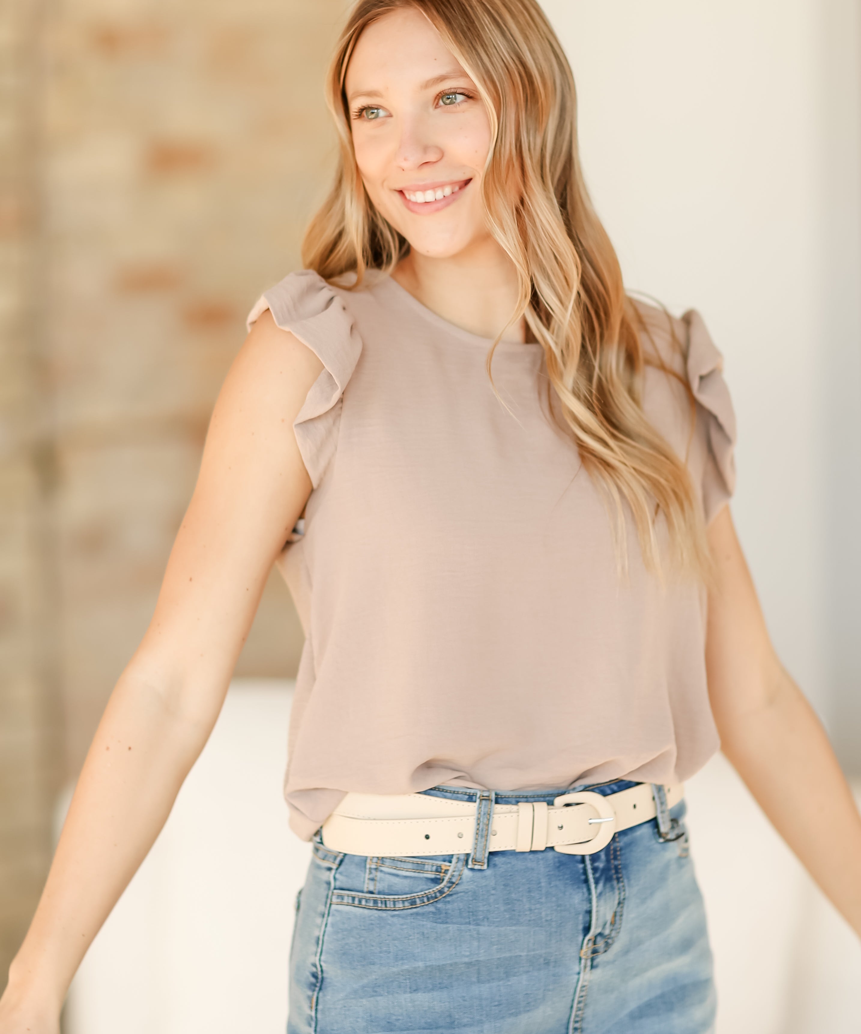 Leanne Ruffle Cap Sleeve Top