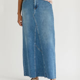 Lee A-Line Raw Hem Maxi Skirt
