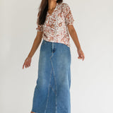 Lee A-Line Raw Hem Maxi Skirt