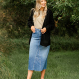 Lee A-Line Raw Hem Midi Skirt