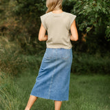 Lee A-Line Raw Hem Midi Skirt