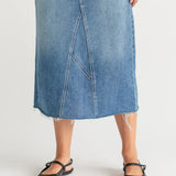 Lee A-Line Raw Hem Midi Skirt