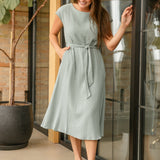 Lily Gauze Belted Midi Dress