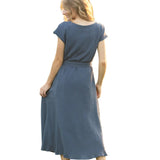 Lily Navy Gauze Belted Midi Dress
