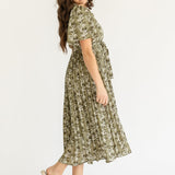 Louise Short Sleeve Pleated Midi Dress