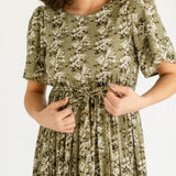 Louise Short Sleeve Pleated Midi Dress