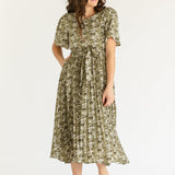 Louise Short Sleeve Pleated Midi Dress