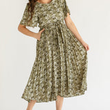 Louise Short Sleeve Pleated Midi Dress