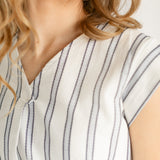 Madison Striped V-neck Short Sleeve Flowy Top