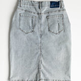 Maelia Distressed Denim Midi Skirt