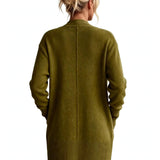 Longline Open-Front Cardigan | Oversized Knit with Patch Pockets