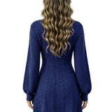 Women's V-Neck Cable-Knit Pullover Dress