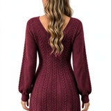 Women's V-Neck Cable-Knit Pullover Dress