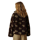 Winter Flowers Lambskin Sweatshirt Women | Cozy Zip-Up Pocket Pullover