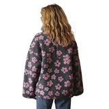 Winter Flowers Lambskin Sweatshirt Women | Cozy Zip-Up Pocket Pullover