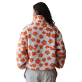 Winter Flowers Lambskin Sweatshirt Women | Cozy Zip-Up Pocket Pullover