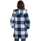 Plaid Hooded Zip-Up Oversized Jacket
