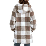Plaid Hooded Zip-Up Oversized Jacket