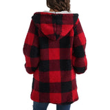 Plaid Hooded Zip-Up Oversized Jacket