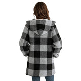 Plaid Hooded Zip-Up Oversized Jacket