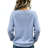 Women's Relaxed V-Neck Drop-Shoulder Pullover Sweater