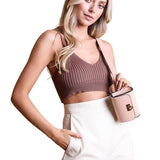 Mini Faux Leather Belt Bag – Chic with Gold Link Chain