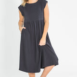 Olivia A-line Solid Midi Dress