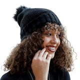 Pom Beanie with Faux Sherpa Lining