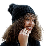 Pom Beanie with Faux Sherpa Lining