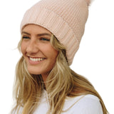 Pom Beanie with Faux Sherpa Lining
