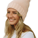 Pom Beanie with Faux Sherpa Lining