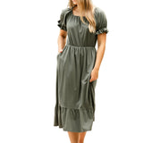Amy Puff Sleeve Midi Dress
