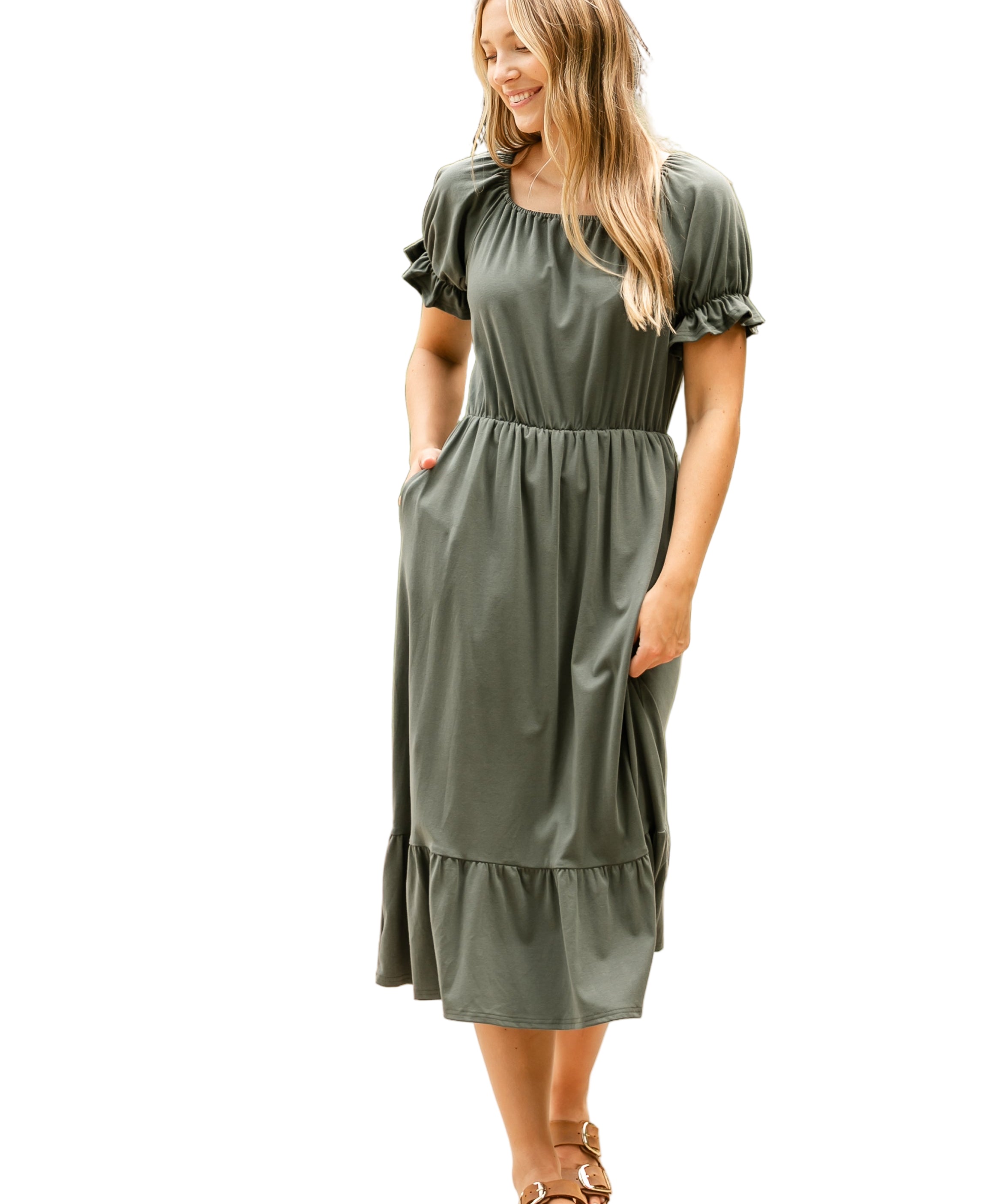 Amy Puff Sleeve Midi Dress