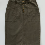 Kennedy Olive Midi Denim Skirt