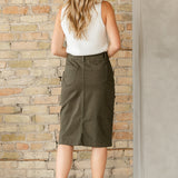 Kennedy Olive Midi Denim Skirt
