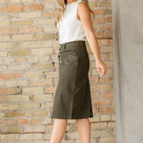 Kennedy Olive Midi Denim Skirt