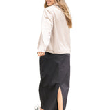 Stella Onyx Black Denim Maxi Skirt