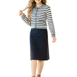 Quinn Navy Knit Midi Skirt