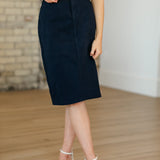 Remi Navy Denim Midi Skirt