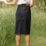 Remi Navy Denim Midi Skirt