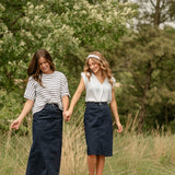 Remi Navy Denim Midi Skirt