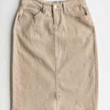 Remi Simply Taupe Denim Midi Skirt