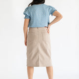 Remi Simply Taupe Denim Midi Skirt