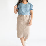 Remi Simply Taupe Denim Midi Skirt