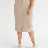 Remi Simply Taupe Denim Midi Skirt