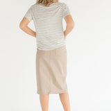 Remi Simply Taupe Denim Midi Skirt