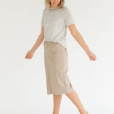 Remi Simply Taupe Denim Midi Skirt