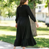 Renee Smocked Bodice Long Sleeve Maxi Dress